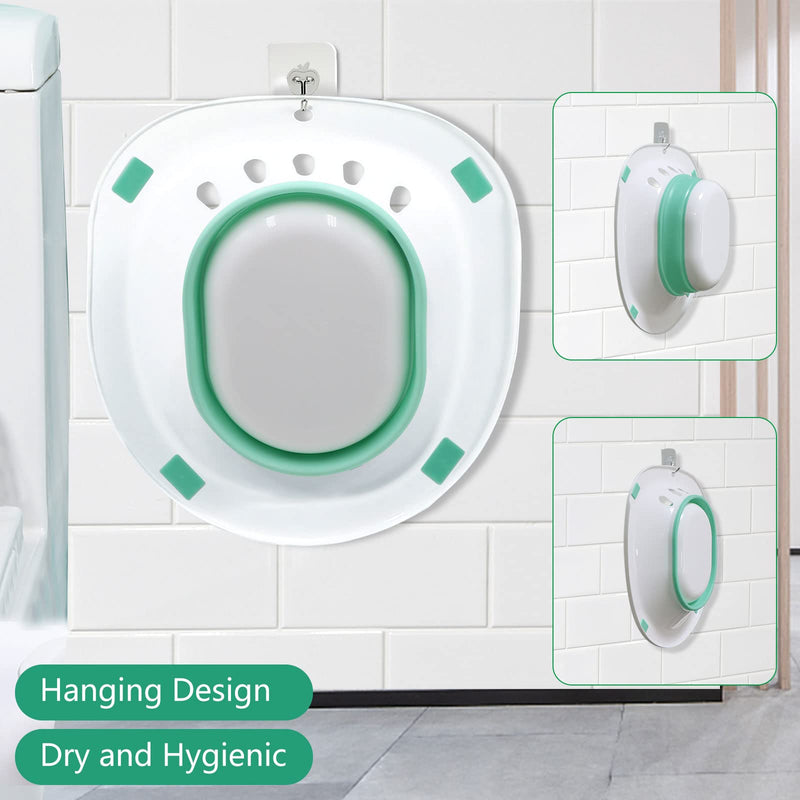 [Australia] - Foldable Squat Free Sitz Bath, Discreet Over The Seat Sitz Bath to Treat Postpartum Wounds, Hemorrhoids, Perineal Care, Episiotomy Recovery & Yoni Steam Baths, Reusable Anal and Vaginal Care Green 