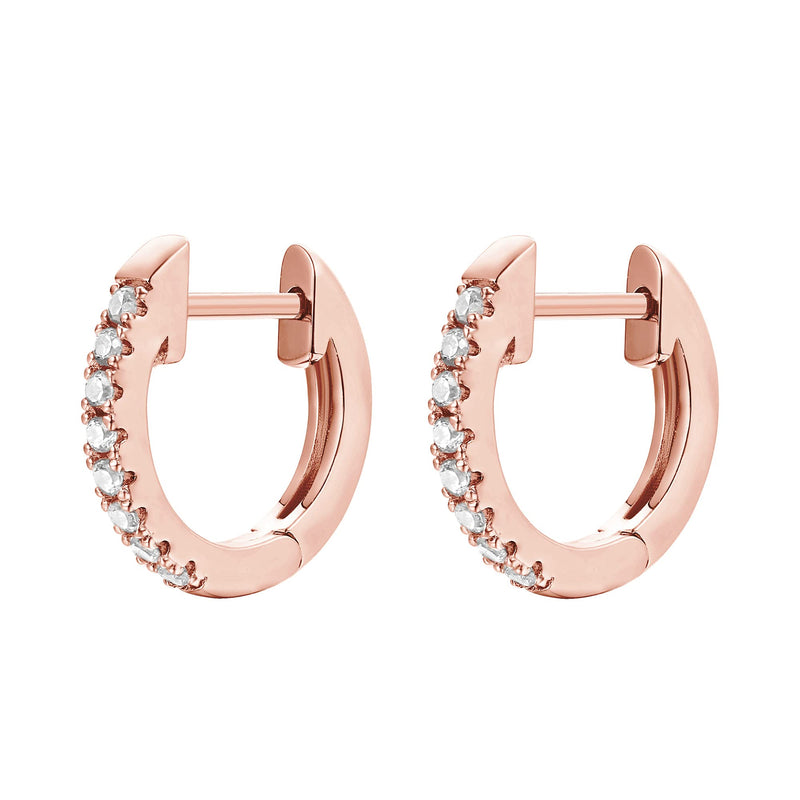 [Australia] - PAVOI Women's 14K Gold Plated Cubic Zirconia Cuff Earrings Huggie Stud Rose Gold 