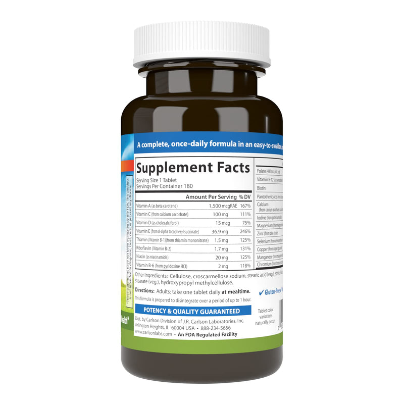 [Australia] - Carlson - Mini-Multi, Small Multivitamin Tablets, Vitamins & Minerals, Immune Support & Heart Health, Optimal Wellness, Mini Multivitamins, Multivitamin Mini Tabs, Easy to Swallow, 180 Mini Tablets 180 Count (Pack of 1) 