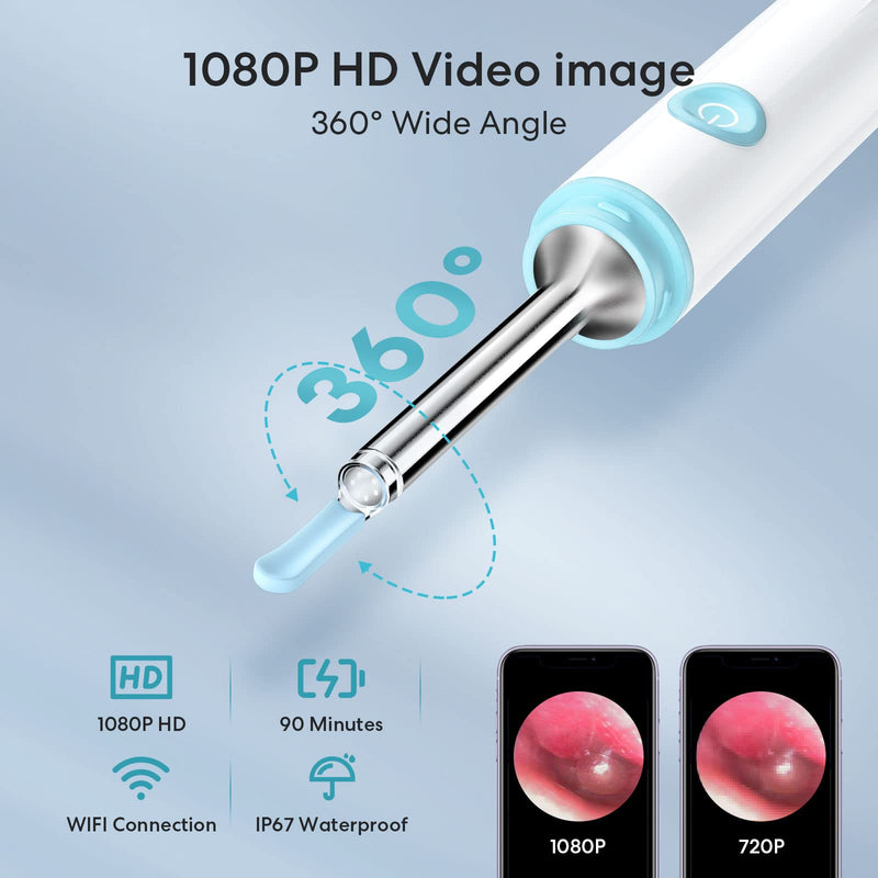 [Australia] - Ear Wax Removal, Ear Cleaner with Camera, Ear Wax Removal Tool with 1080p HD, Wireless Otoscope with Light, Ear Wax Removal Kit for iPhone, ipad, Android Phones 