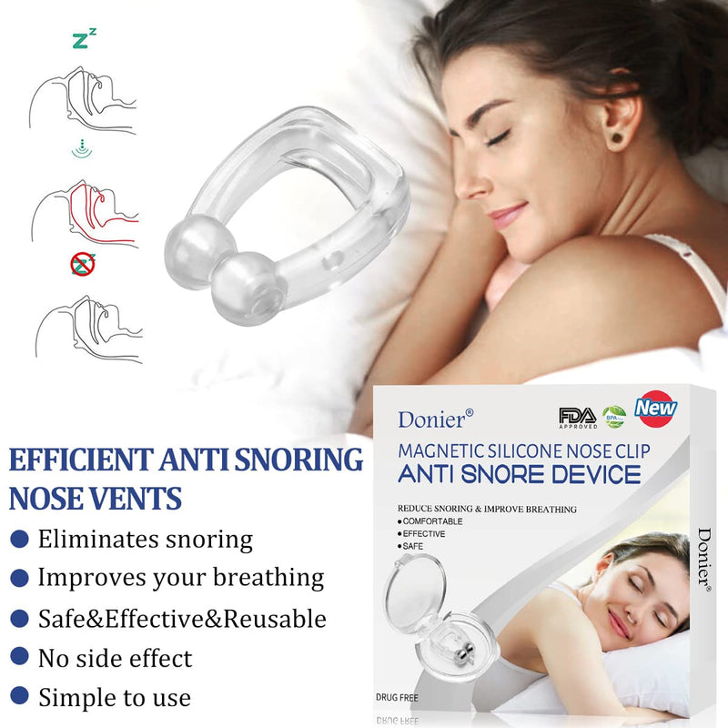 [Australia] - 4 Packs Silicone Magnetic Anti Snore Clips, 2023 Upgrade Stop Snoring Nose Device Snore Stopper, Effective Snoring Solution Nasal Dilator, Professional Sleep Aid Relieve Snore for Men Women 