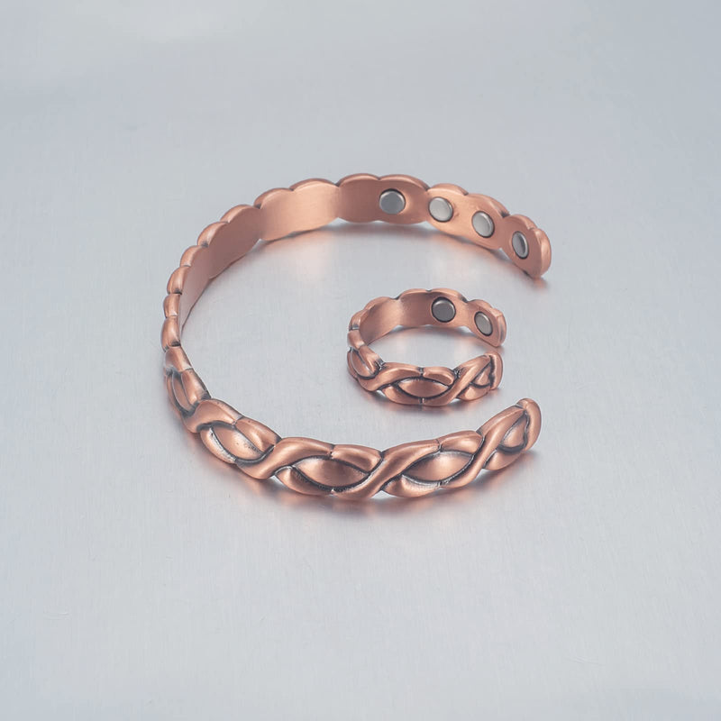 [Australia] - EnerMagiX Copper Bracelets & Rings for Men & Women Magnet Wristbands Bracelet with Strength Magnets Copper Magnetic Bracelets & Rings (CPB-0178 CPR-0178) 