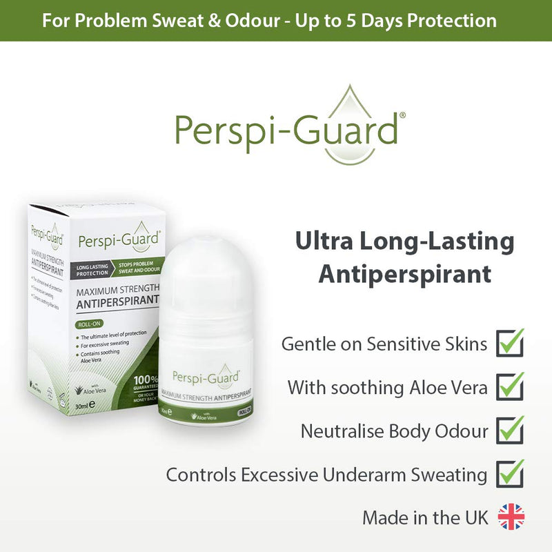 [Australia] - Perspi-Guard Maximum Strength Antiperspirant Roll-On, Strong Deodorant for Excessive Sweating & Hyperhidrosis Treatment, Lasts up to 5 Days -- Unscented (30ml) single 