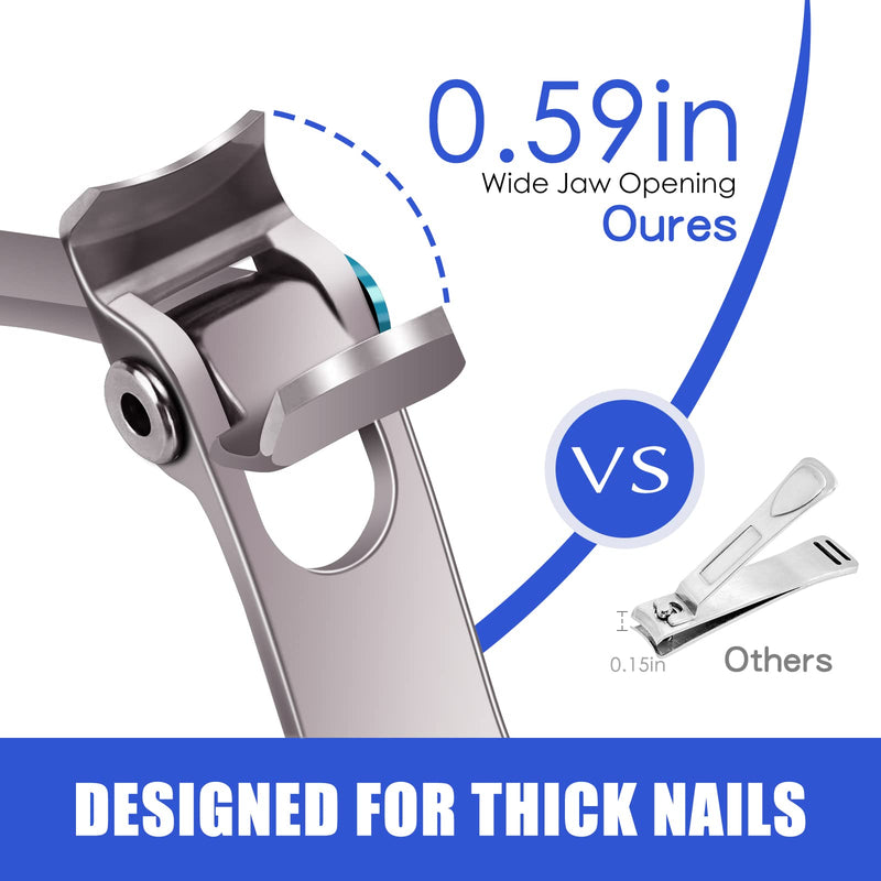 [Australia] - Nail Clippers for Thick Nails - DRMODE 16mm Wide Jaw Opening Nail Clippers Sharp Curved Blade Toenail Clippers Heavy Duty Nail Cutter Large Fingernail Clippers for Men 
