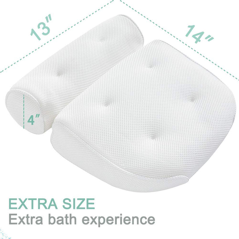 [Australia] - Idle Hippo Bath Pillow Bathtub Pillow with 6 Upgraded Non-Slip Suction Cups, Extra Thick Spa Bathtub Cushion for Head, Neck, Back and Shoulder Support, Fits Jacuzzi & Hot Tubs Classic Bath Pillow 