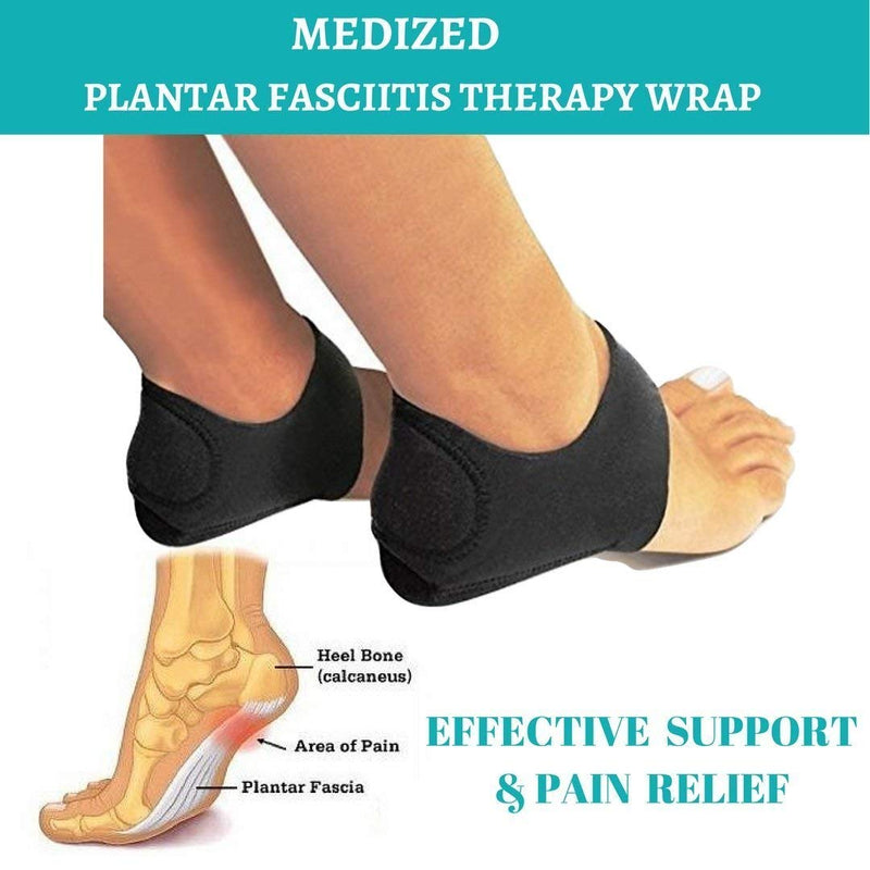 [Australia] - MEDIZED® Plantar Fasciitis Therapy Wrap Heel Foot Pain Arch Support Ankle Brace Insole Orthotic Neuropathy Sock for Men Women blackbeige 