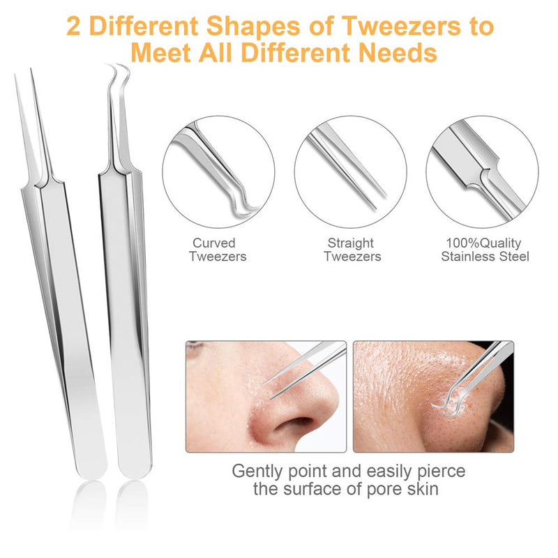 [Australia] - UUBAAR 9PCS Pimple Popper Tool Kit, Professional Blackhead Remover Kit, Best Acne Tools, Blemish/Comedone Extractor Kit - Quick and Easy Removal of Zit Popper, Whiteheads, Facial and Nose(Silver) 