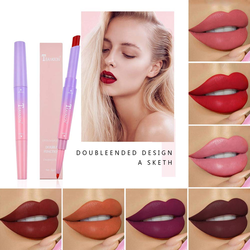 [Australia] - 12 Colors Matte Lipstick Set Double Head Lipstick Pen Matte Lip Liner Waterproof Long Lasting Makeup Kit 12 Colors/Set 