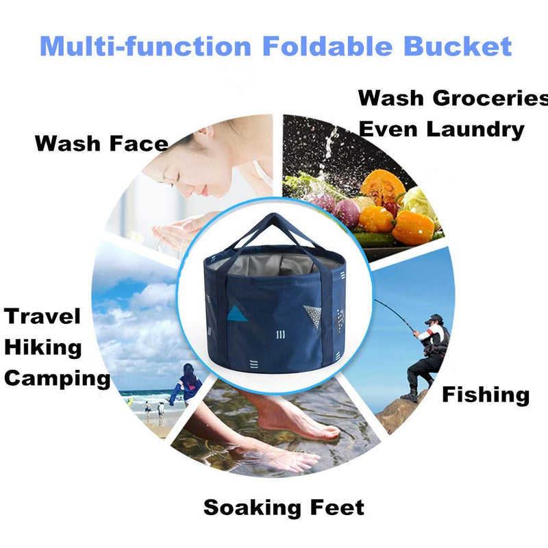 [Australia] - DoroSun 14L Collapsible Foot Soaking Bath Basin Bag with Handles for Kids, Portable Pedicure Feet Spa Bucket Tub for Travel Camping, Dark Blue 14L (473 Ounce)(Better for Small Feet or Kids) 
