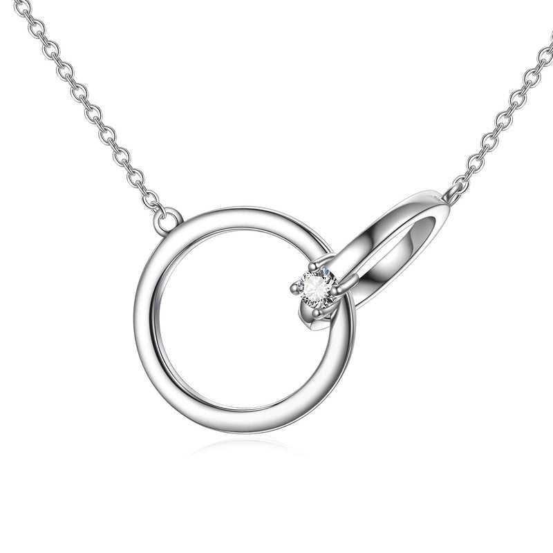 [Australia] - SOULMEET Love Necklace 925 Sterling Silver Jewelry for Women, Love Knot/Interlocking Wedding Rings Necklace, Anniversary Valentine's Day Birthday Promise for Her double rings 