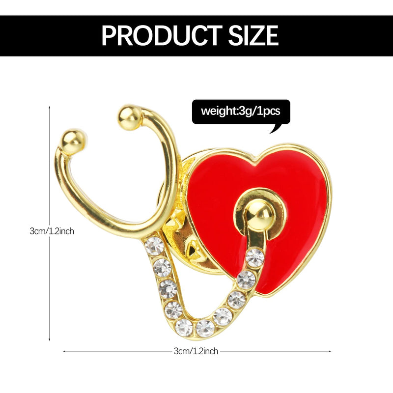 [Australia] - Stethoscope Brooch,3Pieces Diamond-studded Enamel Lapel Pin ,Charm Medicine Brooch Pin Badges Jewelry,Doctor Lapel Nurse Pins Decor for Clothing Women Girls 