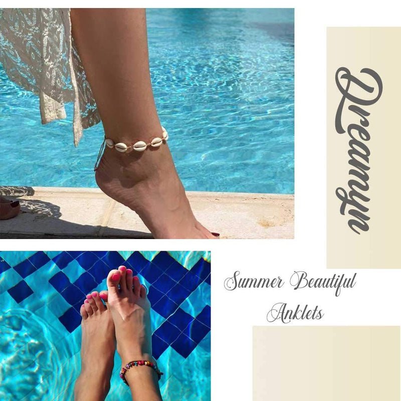 [Australia] - Dreamyn Boho Anklets Crystal Ankle Bracelets Flower Barefoot Foot Chain Dragonfly Anklet for Women and Girls (silver) silver 