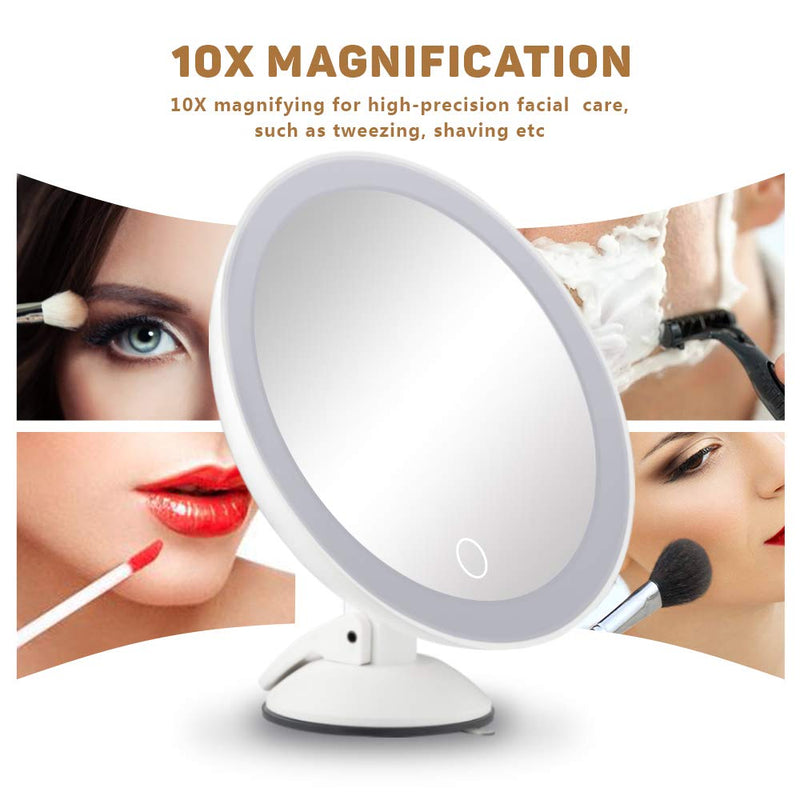 [Australia] - 10X Magnifying Mirror with Lights,Lighted Magnifying Makeup Mirror with Lights Led Lighted Makeup Mirror with Touch Sensor,Dimmable,Powerful Suction Cup,360°Rotation for Travel Home 