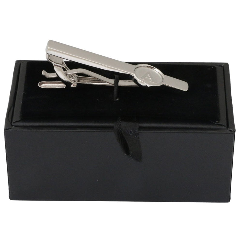 [Australia] - Dannyshi Men Tie Clip 2.1 Inch Silver Plated Stainless 26 Letters A-Z + Gift Box Silver-A 