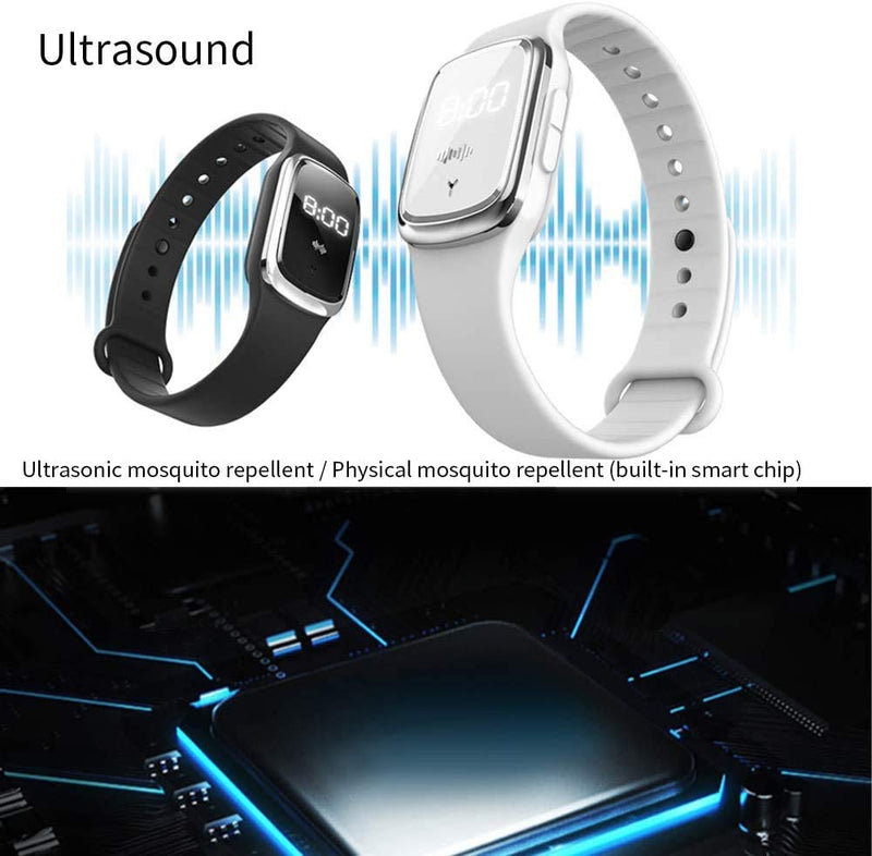 [Australia] - MZFANG Mosquito Repellent Bracelet Ultrasonic Anti Mosquito Repeller Wristband Watch USB charge Waterproof Portable for Children Adults (Black) Black 