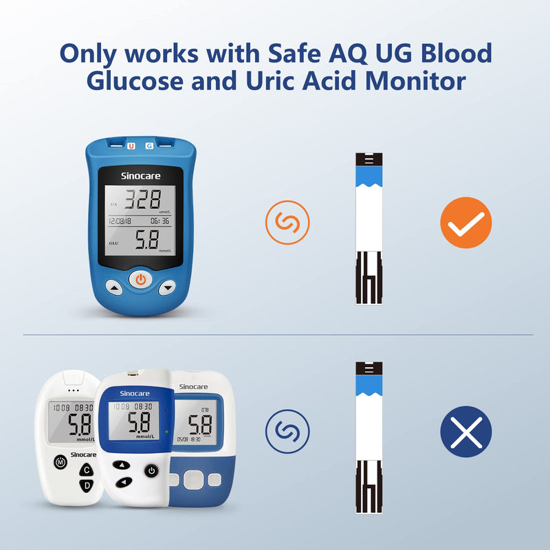 [Australia] - sinocare Safe AQ UG Blood Glucose Test Strips Only for Safe AQ UG Blood Glucose and Uric Acid Monitor (Strips x 50) UG blood glucose test strips × 50 
