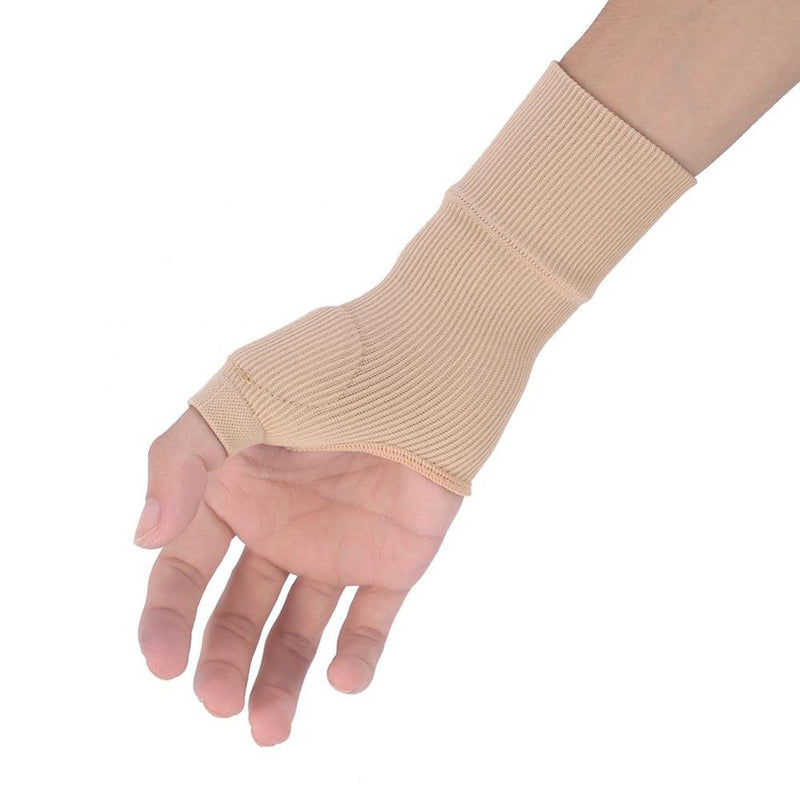 [Australia] - Thumb Hand Wrist Support, 1 Pair Elastic Beige Thumb Support, Arthritis Joint Sprains Glove, Breathable Wrist Support Brace Fingerless Glove with Gel Thumb Injury Pads for Hand Wrist Joint Support 