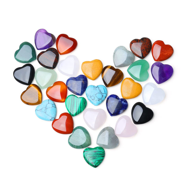 [Australia] - XIANNVXI 15 Pcs Healing Crystals Heart Gemstones Crystal Gifts Love Palm Pocket Stones Natural Multi Assorted Crystals for Reiki Chakra Mulicolour - 15pcs 