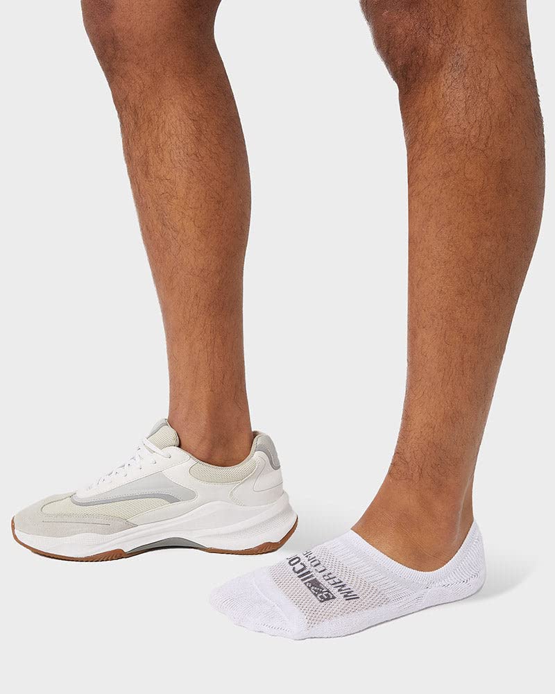 [Australia] - 32 DEGREEES Men's 6 Pack Comfort No Show Socks | Anti-Odor | Cushioned Heel | Fitted | Active | Casual | Work White Large 