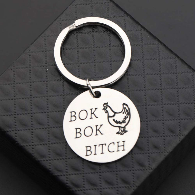 [Australia] - MAOFAED Funny Chicken Gift Chicken Lover Gift Chicken Keychain Crazy Rich Asians Inspired Keychain Gift for Friend kr-bokbokbitch 