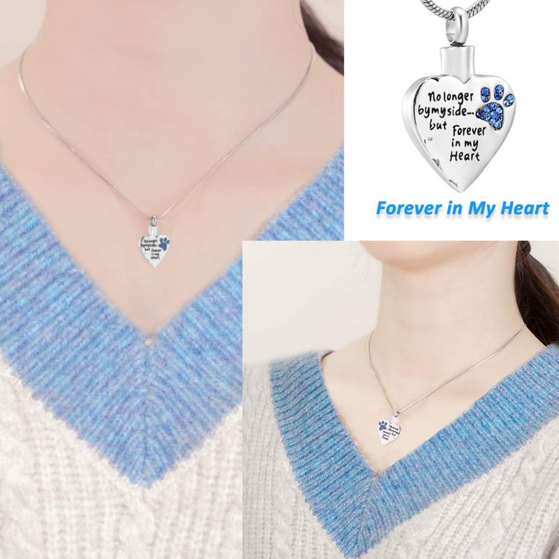 [Australia] - LYFML Cremation Jewelry Urn Necklace for Ashes for Pet Dog Cats, Engraved No Longer by My Side, But Forever in My Heart, Memorial Pendant Made of Titanium Steel, Support for Customization Blue 