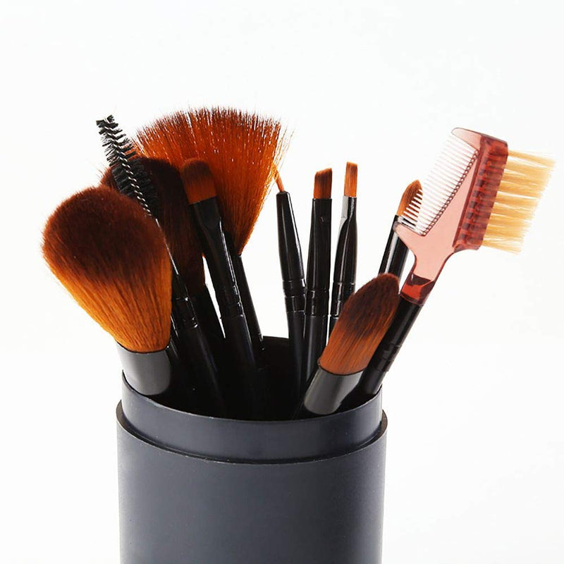 [Australia] - Makeup Brushes 12pcs High End Real Walnut Handle Makeup Brush Set- Free Dark Brown Leather Brush Case Holder with Contour Foundation Brush Set 