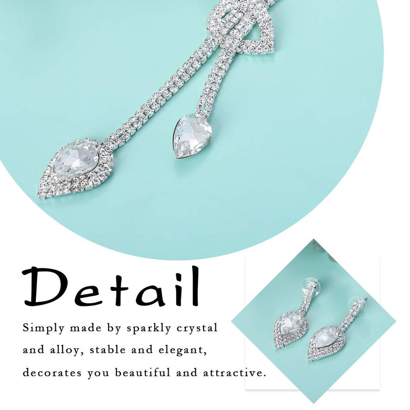 [Australia] - Augety Bride Wedding Necklace Silver Crystal Earrings Set Bridal Rhinestones Necklaces Jewelry Accessories for Women and Girls 