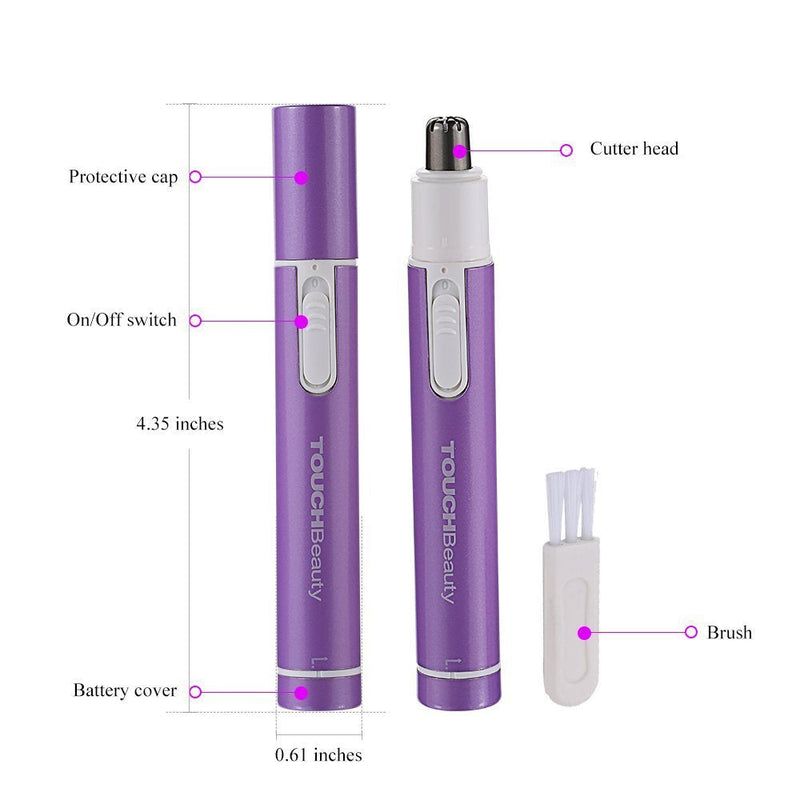 [Australia] - TOUCHBeauty Nose Hair Trimmer,Portable Electric Nose Ear Hair Trimmer,Personal Groomer Hair Removal,Battery Powered,Purple TB-0656P (Upgraded Version) 