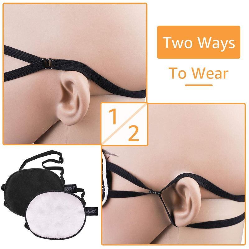 [Australia] - eZAKKA Eye Patches for Adults, 2 Pieces Silk Elastic Eyepatch Patch for Lazy Eye Amblyopia Strabismus, Black and Pink Large (2 Count) Black+Pink 
