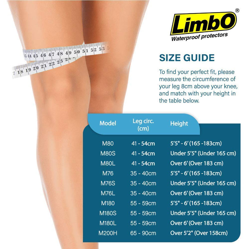 [Australia] - LimbO Waterproof Protectors Cast and Dressing Cover - Adult Half Leg (M76L: 35-40 cm Above Knee Circ. (Over 6'0)) M76L: 35-40 cm Above Knee Circ. (Over 6'0) 