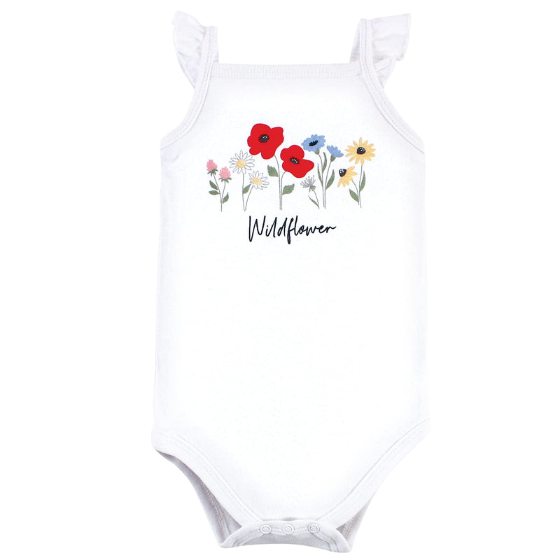 [Australia] - Hudson Baby Unisex Baby Cotton Sleeveless Bodysuits 0-3 Months Wildflower 