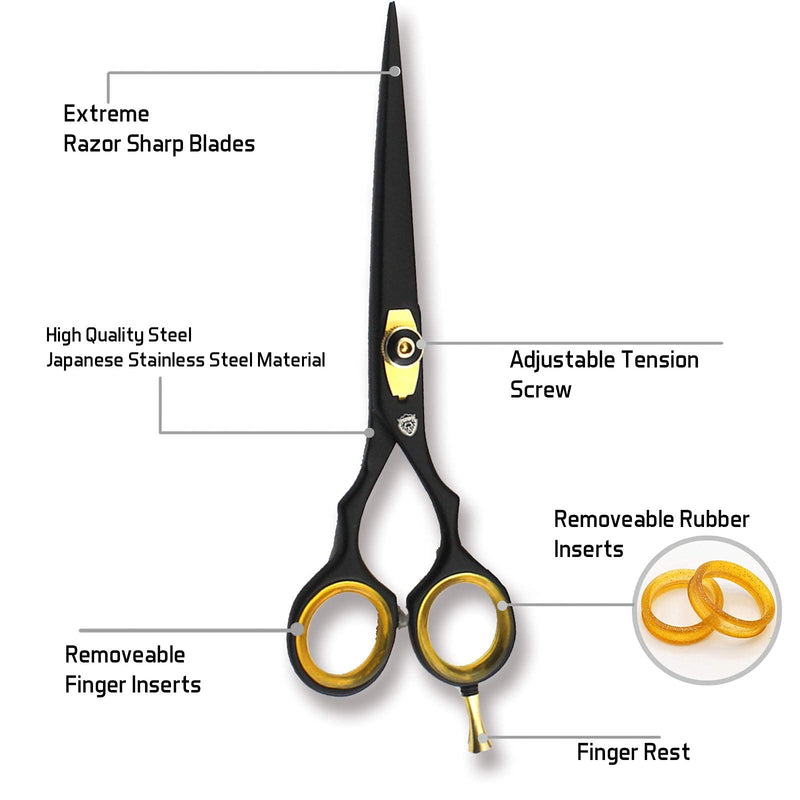 [Australia] - SHARPY® - Hairdressing Barber Salon Scissors, Thinning Scissors set 6.0" Inch Length - Set of Hair Scissors - Razor Edge Barber Scissors Set comes in a Luxury Black Presentation Case 