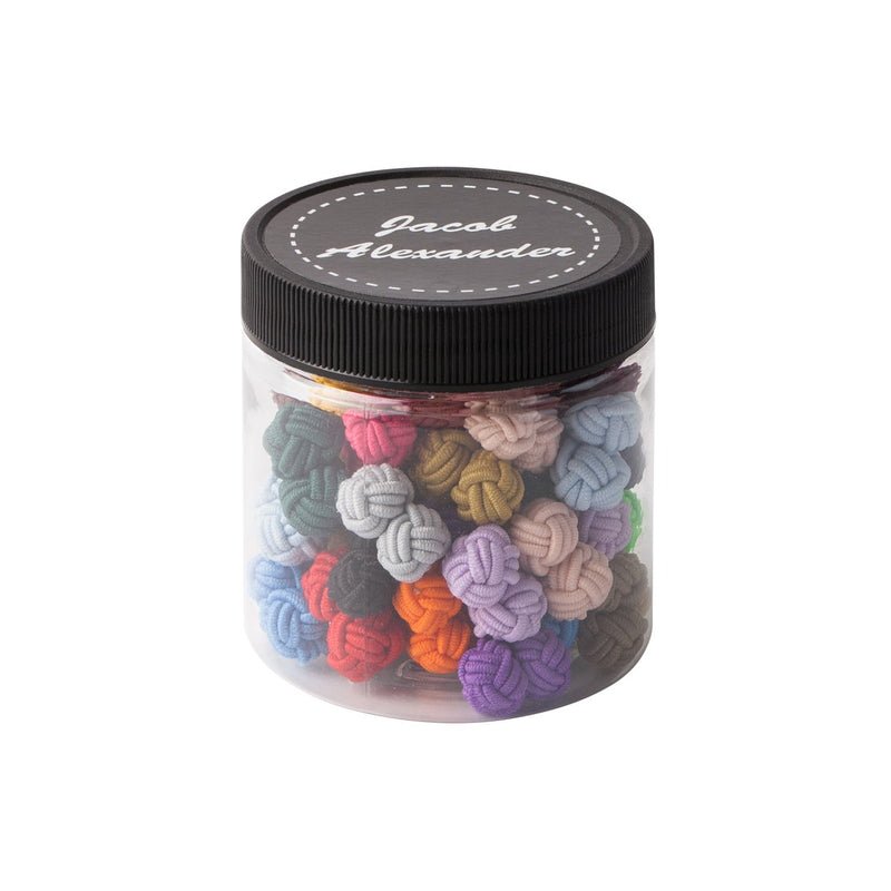 [Australia] - Jacob Alexander Gift Jar 25 Pairs Solid Color Silk Knot Cufflinks Bulk Collection 