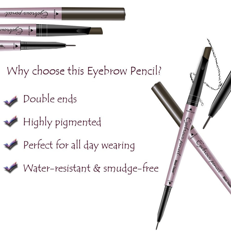 [Australia] - HeyBeauty Eyebrow Pencil with Brow Brush, Double Ended Eyebrow Pen, Automatic Makeup Cosmetic Tool Dark Brown 2 PCS 2PCS Dark Brown 