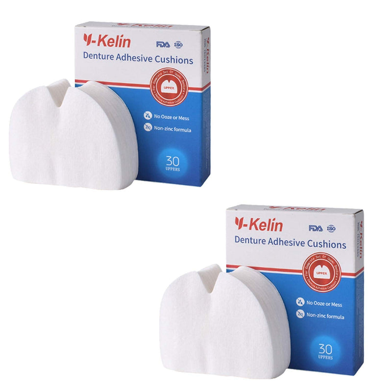 [Australia] - Y-Kelin Denture Adhesive Cushions Upper 30 Pads, 2 pack 30 Count (Pack of 2) 