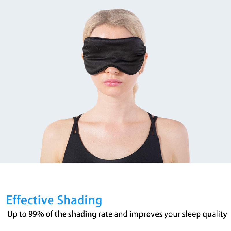 [Australia] - Silk Eye Mask for Sleeping Super Smooth Sleep Mask Silk Blindfold Blackout Eye Cover Portable Eye Shade Cotton Filled with Elastic Strap for Women & Men 