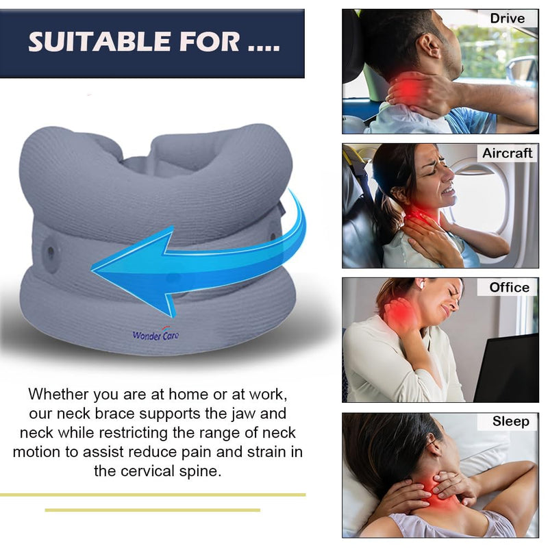 [Australia] - Wonder Care Cervical Collar for Neck Pain Soft Neck Support Brace for Spondylitis Neck Pain Relief for Men & Women Grey (Large: 4"-4.5") L (Pack of 1) 