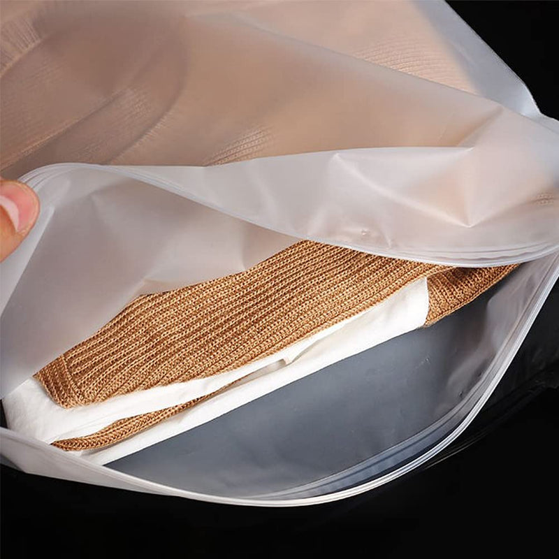 [Australia] - 20 Pcs Frosted Travel Storage Clothing Bags, Resealable Plastic Zip-lock Seal Clothes Bags Waterproof Travel Space Saver Organiser Pouch for Home School Travel 