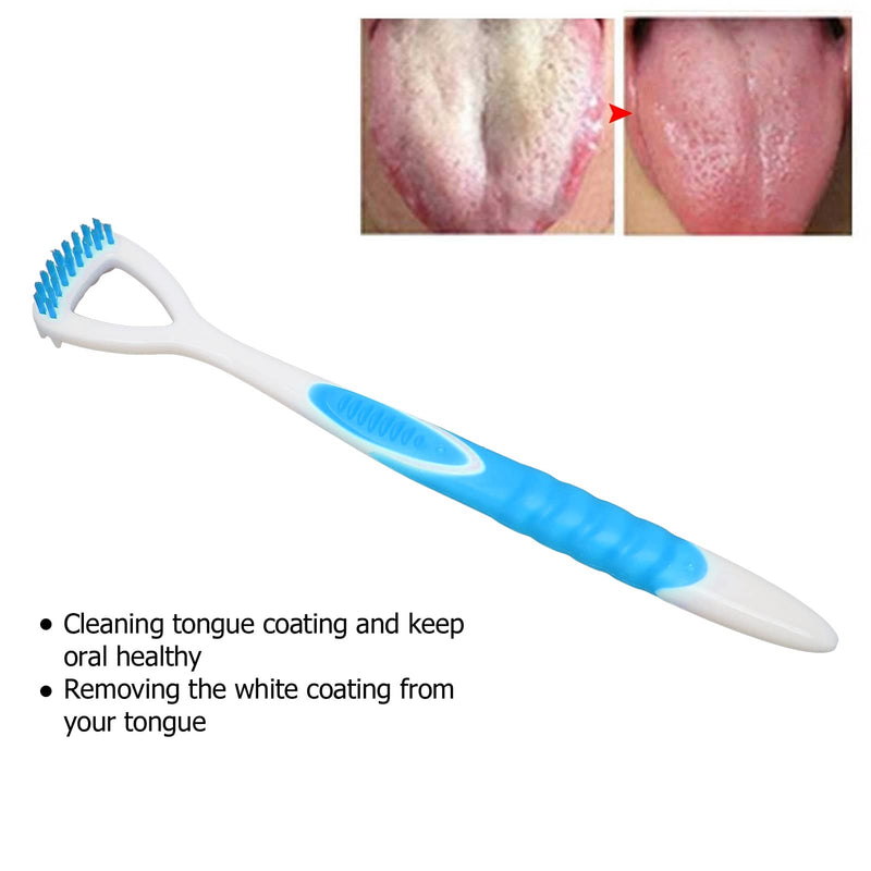 [Australia] - Tongue Cleaning Brush, Tongue Brush to Remove Bad Breath, Oral Care Cleaning Tool to Remove Plaque and Freshen Breath(Blue) Blue 