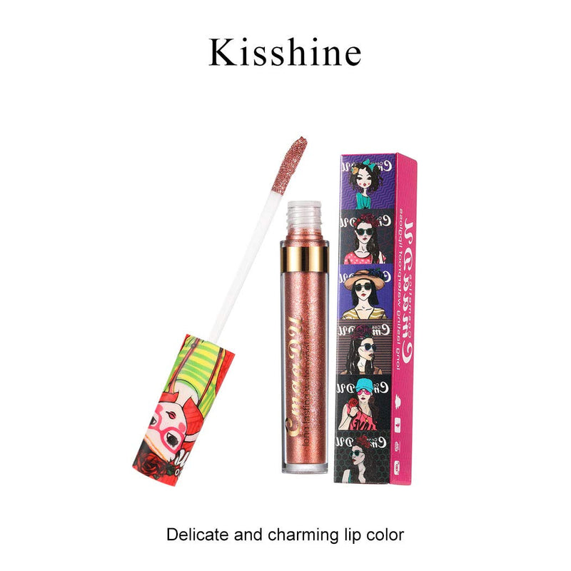 [Australia] - Kisshine Matte Liquid Lipsticks Shinning Lipgloss Metallic Shimmer Long Lasting Durable Lip Gloss Cosmetics Makeup Gift for Women and Girls (Pink 3#) 