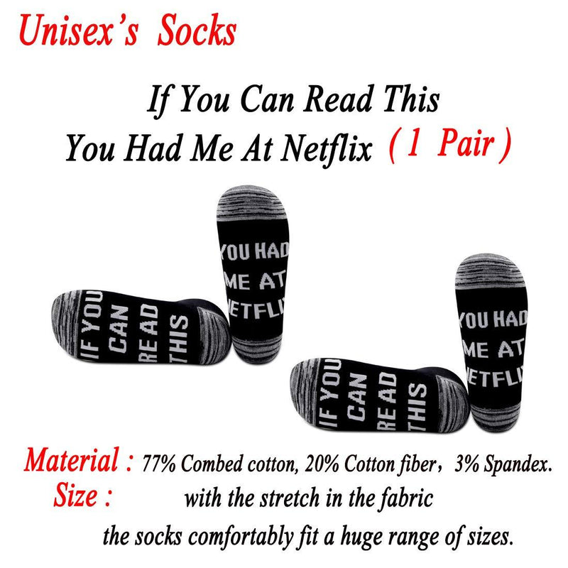 [Australia] - PYOUL Netflix Gift Netflix Chill Gift for Netflix Couples If You Can Read This You Had Me At Netflix Socks 