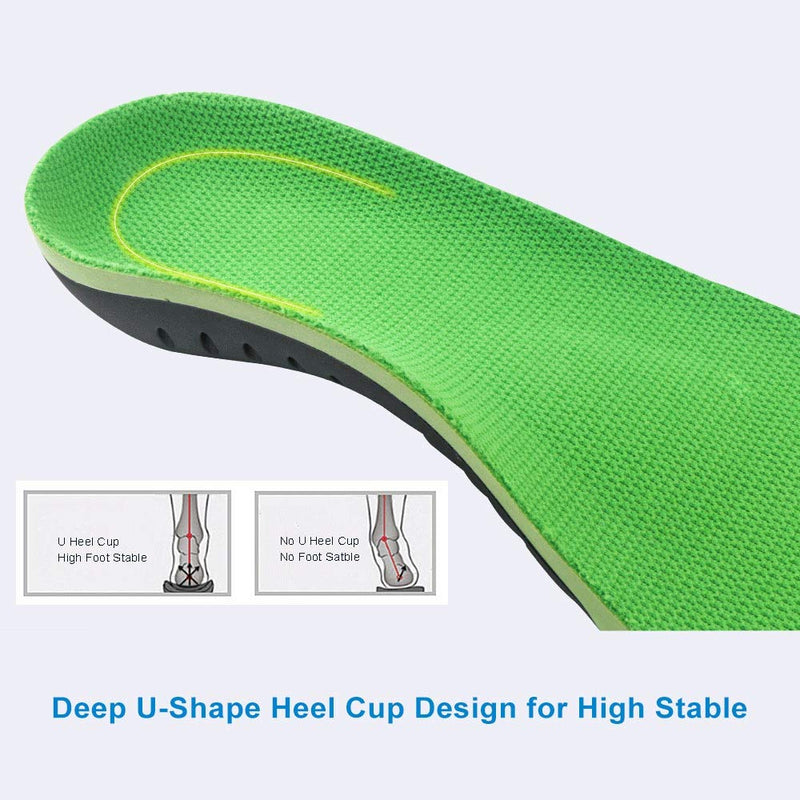 [Australia] - VSUDO Plantar Fasciitis Insoles, Orthotic Inserts for Plantar Fasciitis, Height Increase Insoles/Shoe Pads for Sneakers or Work Boots, High Arch Support Shoe Insoles/Inserts for Men or Women - M M: M 9.5-11.5 / W 10.5-12 Green 