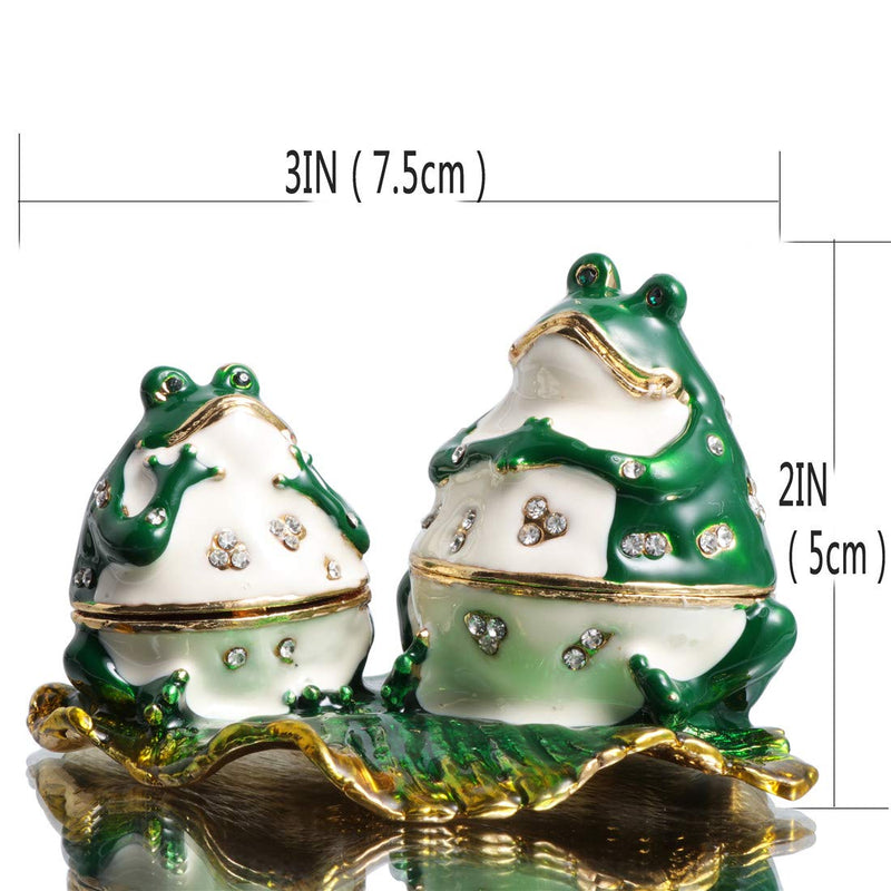 [Australia] - Waltz&F Mother and child Lovely frog Hand-Painted Trinket Box Animal Jewelry box Figurine Collectible Ring Holder 