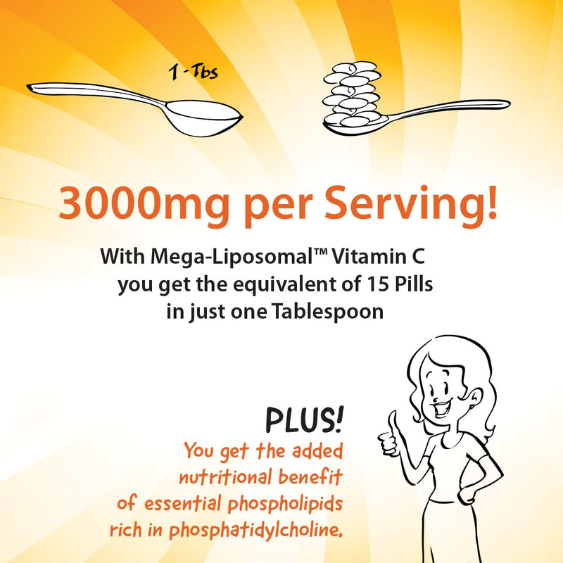 [Australia] - Aurora Nutrascience, Mega- Liposomal Vitamin C, 3,000 mg per Serving, Gluten Free, Non-GMO, Sugar Free, High Absorption, Fat Soluble Vitamin C, Immune System Support, 16 oz (480 mL) 16 Fl Oz (Pack of 1) 