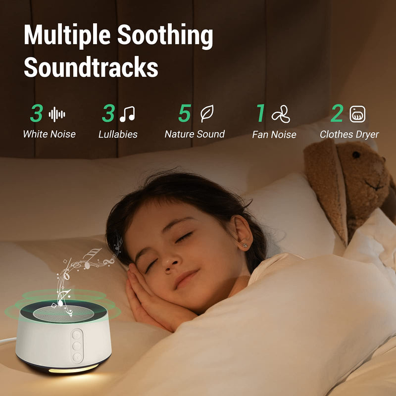 [Australia] - Fitniv White Noise Machine with Adjustable Baby Night Light for Sleeping, 14 High Fidelity Sleep Machine Soundtracks, Timer and Memory Feature, Plug in, Sound Machine for Baby, Adults 