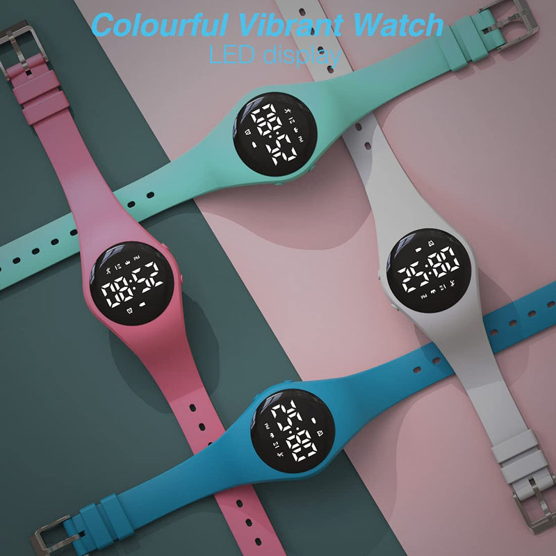[Australia] - Led Digital Pedometer Watch , Digital Steps Tracker , Non-Bluetooth, Vibrating Alarm Clock, Stopwatch, Great Gift for Children Teens Girls Boys Women Blue 