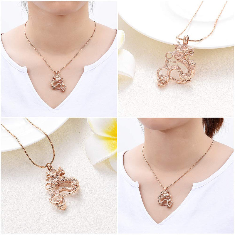 [Australia] - constantlife Cremation Jewelry for Ashes Stainless Steel Dragon Memorial Jewelry Cremation Ash Urn Necklace Urn Pendant for Man Women Rose Gold 