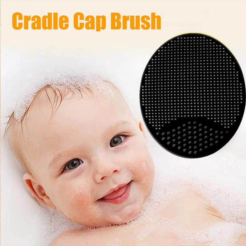 [Australia] - Baby Bath Brush, Baby Cradle Cap Brush, Silicone Massage Brush, Silicone Scrubbers Exfoliator Brush | The SkinSoother Baby Essential for Dry Skin, Cradle Cap and Eczema - 2 Pack (Small-Black&White) Small-Black&White 