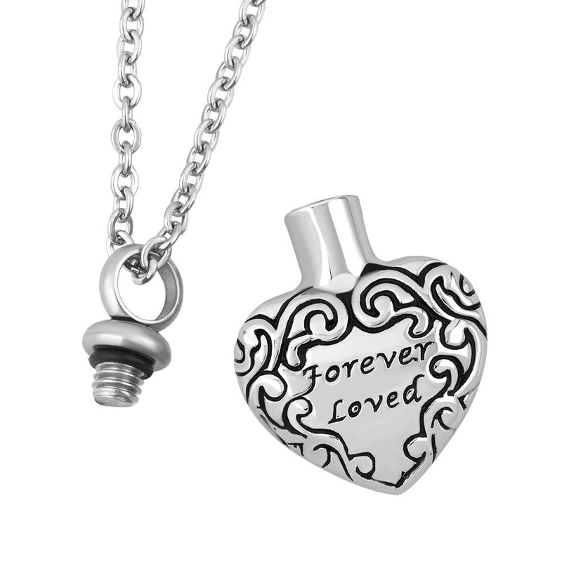 [Australia] - LilyJewelry Forever Loved Heart Urn Necklace for Ashes Keepsake Memorial Cremation Pendant 