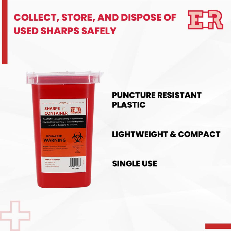 [Australia] - Ever Ready First Aid Sharps Container with Split Lid Design and Locking Mechanism for Sharp Waste Disposal, 1 Quart - 6 Count 